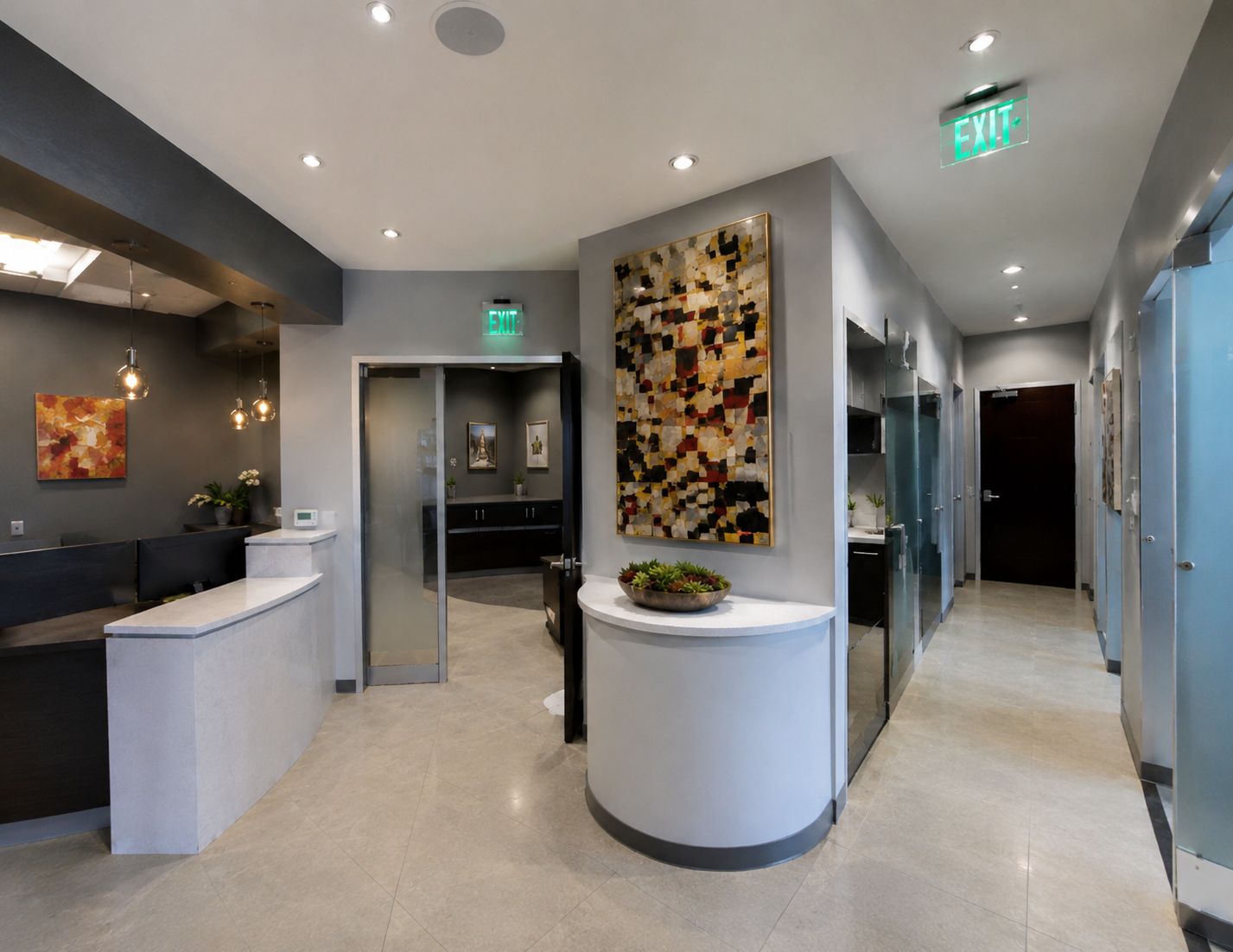 Reception desk and corridor
